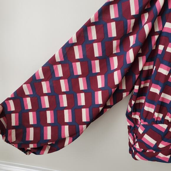 Lane Bryant Women Cross Front Wrap Blouse Top 24 3X Multicolor Geometric NEW - Picture 6 of 12